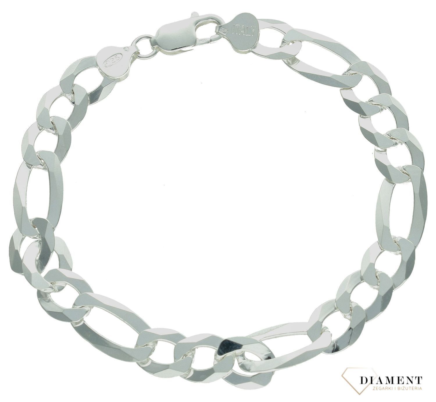 Bransoleta srebrna 925 figaro 10 mm DIA-BRA-11513-250-925 10mm. Srebrna bransoletka męska. Srebrna bransoletka figaro. Bransoletka srebrna gruba. Bransoletka srebrna na prezent dla mężczyzny..jpg